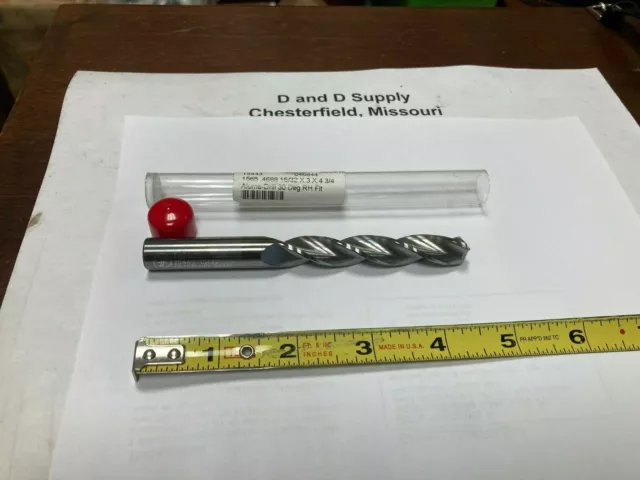 Fullerton 15443, .4688" Solid Carbide Jobber Drill, 3-Flute, 4.75" OAL, 1565