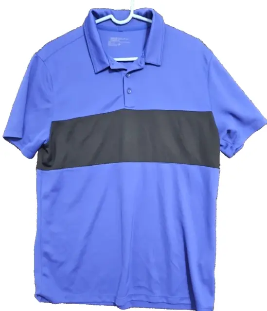 NIKE DRI-FIT GOLF Polo Royal Blue and Black Large Shirt Snag on Collar ...