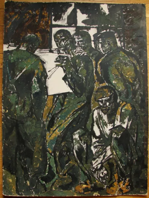 Ukrainian Soviet Oil Painting cubism expressionism workers newspaper
