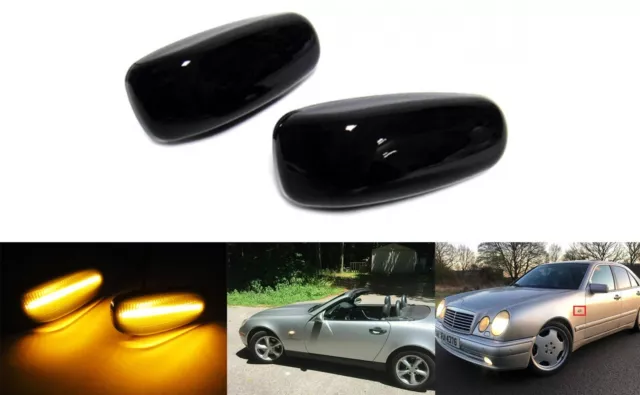 2 Smoke Lens Amber LED Turn Signal Side Marker Lights For Mercedes CLK SLK Class