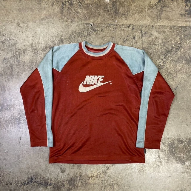 NIKE SWEATSHIRT 90S USA Crew Neck Sports Sweater Burnt Orange Mens