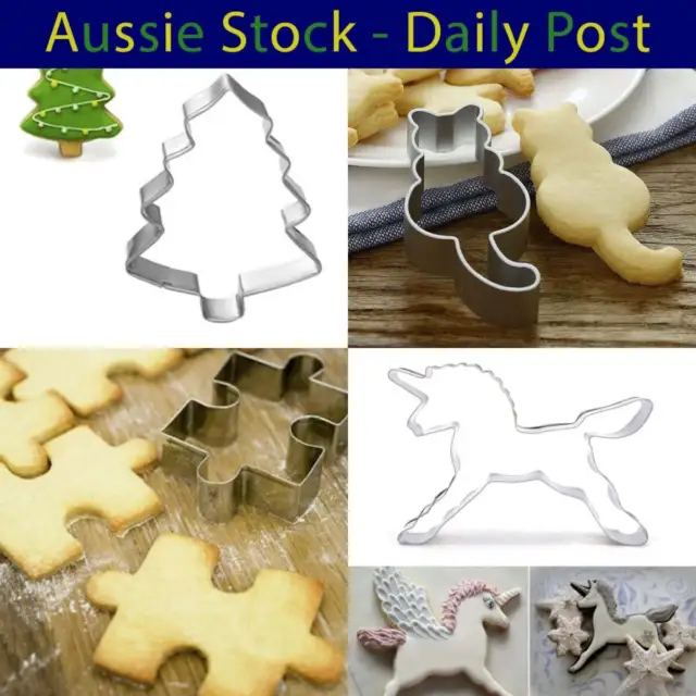 5pcs Aluminium Cookie Cutter Puzzle Piece Unicorn Cat Christmas Tree