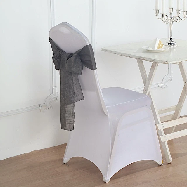 5 CHARCOAL GRAY CHAIR SASHES Premium Polyester Faux Burlap Wedding Decorations