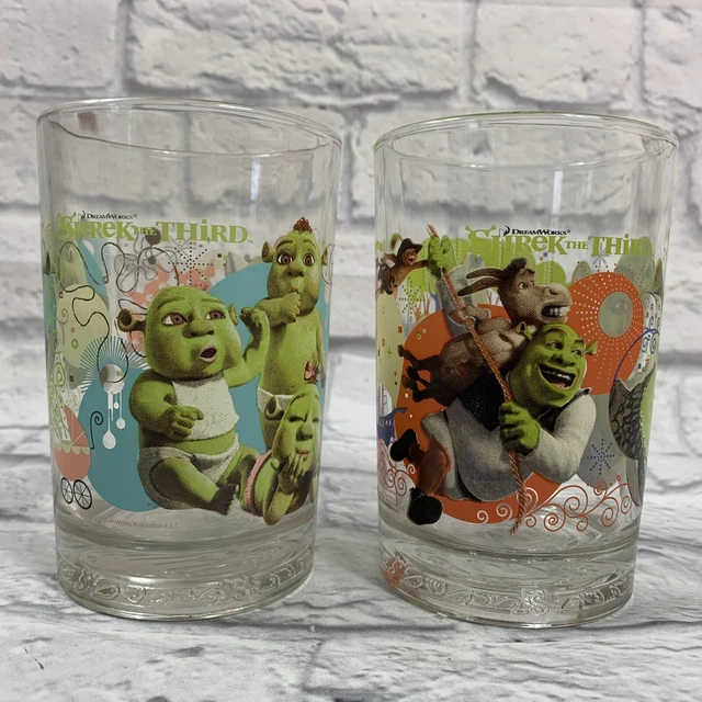 SHREK THE THIRD Glasses McDonald's Collector Cups from 2007 Lot of 2