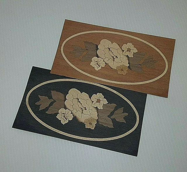 Marquetería con incrustación de chapa floral de 8"" x 4", CHAPA REQUERIDA CARPINTERÍA