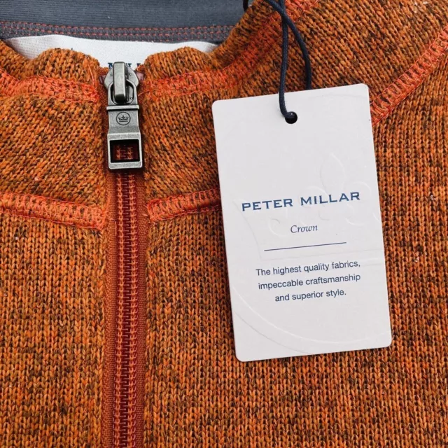 PETER MILLAR CROWN Fleece Quarter Zip Pullover Sweater Squash Orange ...
