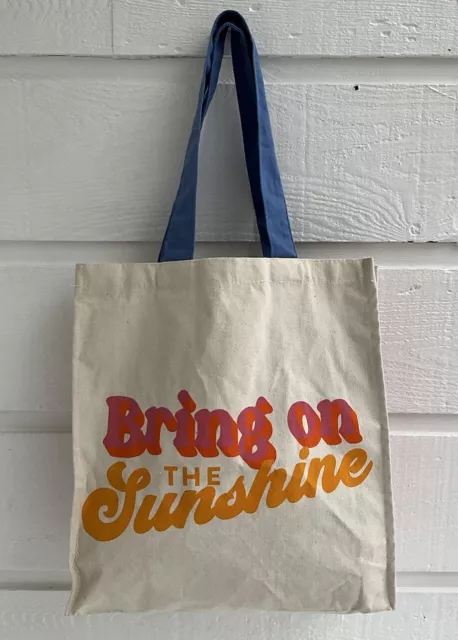 Bring on the Sunshine Reusable Cotton Canvas Tote Bag Purse Bold Graphic Sunny