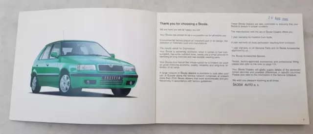 SKODA FELICIA Car Owners Manual AUG 1998 #S53.5610.06.20 2