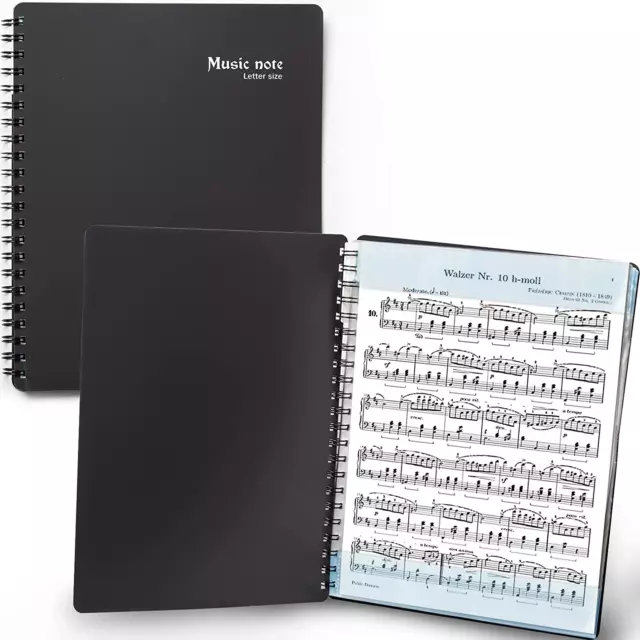 Sheet Music Folder (1 Pack, Black) – 40 Sleeves Display 80 Pages Spiral Binder O