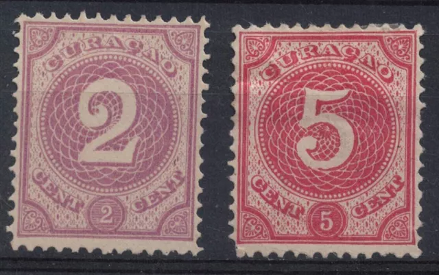 1889 Curacao SG38 & 41  2c & 5c Mounted Mint (RW510) 546