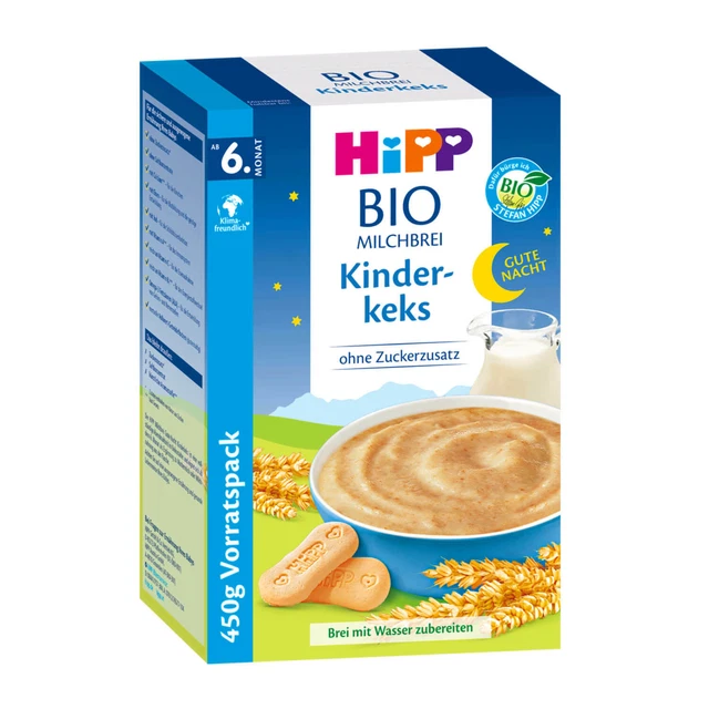 450g HiPP Bio Papilla Lacteada Buenas Noches Kinderkeks Sin Azúcares Añadidos