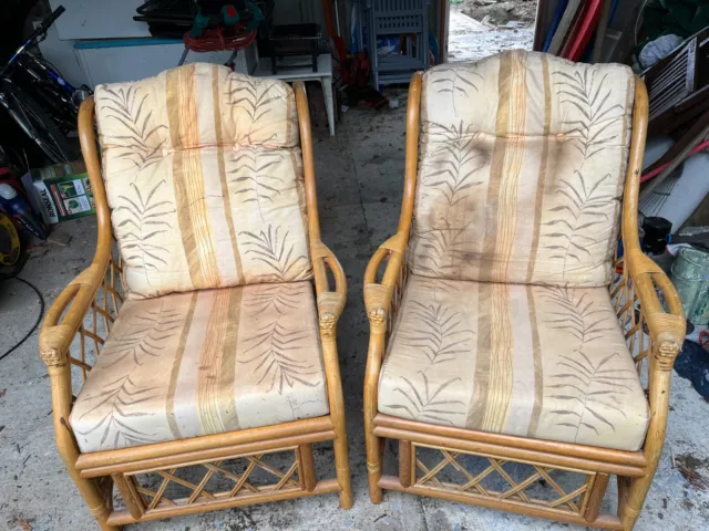Pair of Bamboo chairs - Cane or Wicker?, Ideal for conservatory or Summer House