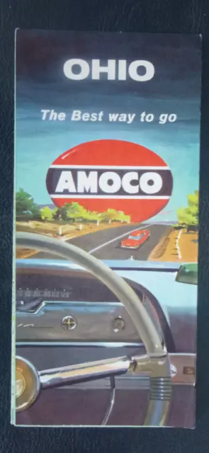 1959 Ohio road map Amoco oil gas city inserts