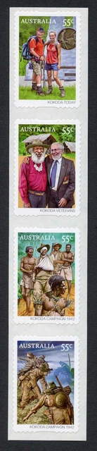 Australia SG3380a 2010 Kokoda Set Self Adhesive Vertical Strip of 4 U/M