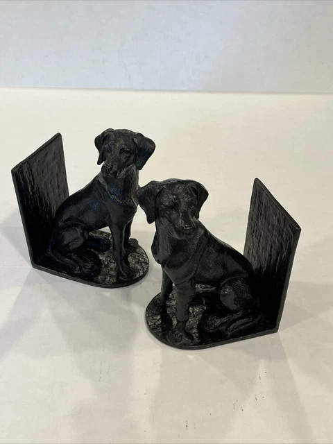 Cast Iron Labrador Retreiver Black Lab Pair Heavyweight Bookends Or Door Stops