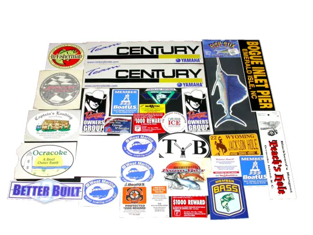 Fishing Stickers LOT of (26) Fishing Brand Decals inspired by the names