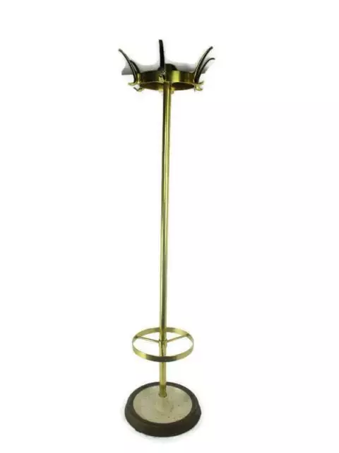 Standing Hall Tree Coat Hallway Rack Brass Mid Century Umbrella Cane Stand