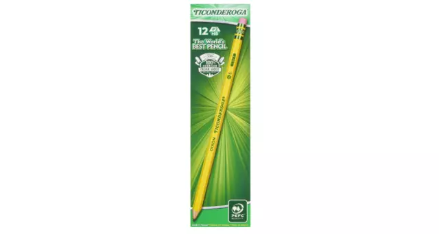 Pre Sharpened Graphite Pencil Wood Cased Pencils Ticonderoga 2 HB Soft 12 Count