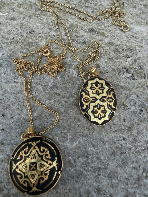 Collier Pendentif Vintage Style Or De Tolède - Motif Dragon Gravé Dentelle Carré, Modèle 5332
