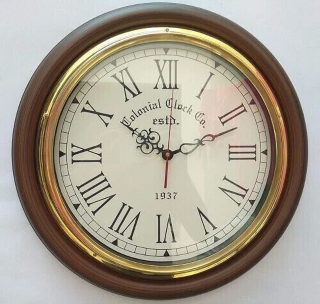 Handgefertigt 40.6cm Nautisch Antik Stil Vintage Messing Ring Holz Wanduhr Heim