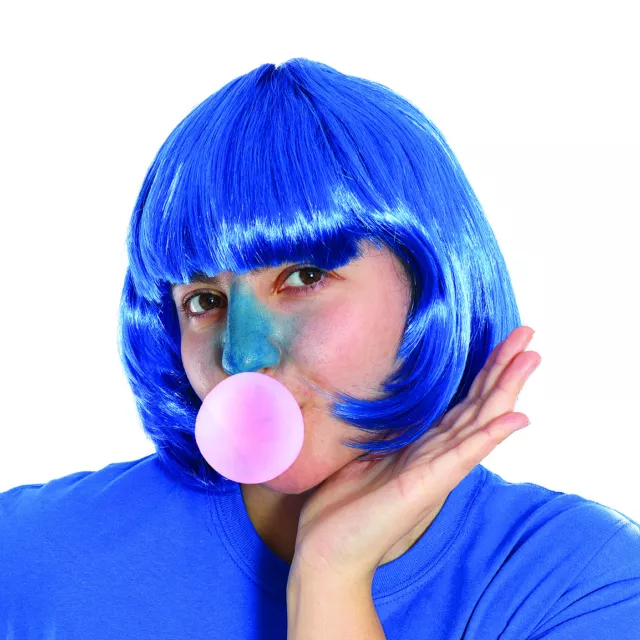 Bubblegum Girl World Book Day Costume Chocolate Factory Wig And Facepaint Violet