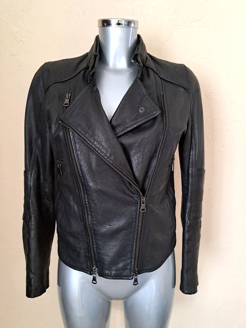 MANTEAU PERFECTO LAINE et cuir noir SANDRO taille 40 EUR 245 00
