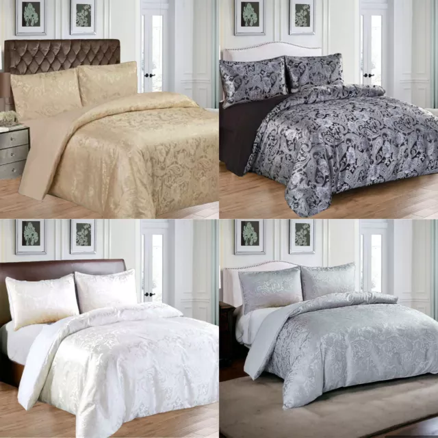 Luxury Jacquard Cleo Quilt Duvet Cover With Same Pillow Cases Bedding Set