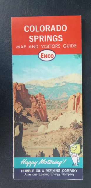 1961 Colorado Springs street road map Enco oil gas Colorado Garden of the Gods
