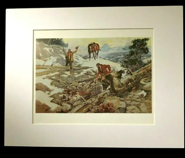 Charles M Russell "The Price of His Hide" 11 x 14 Matted Western Print