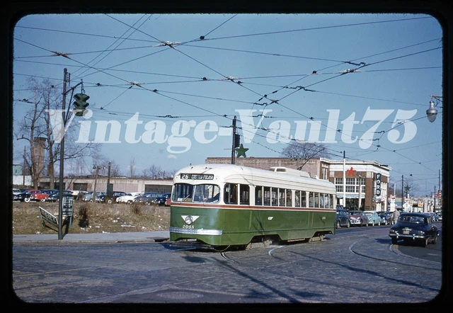 Original Slide Trolley 2055 Ptc Philadelphia Transportation Kodachrome 1950'S