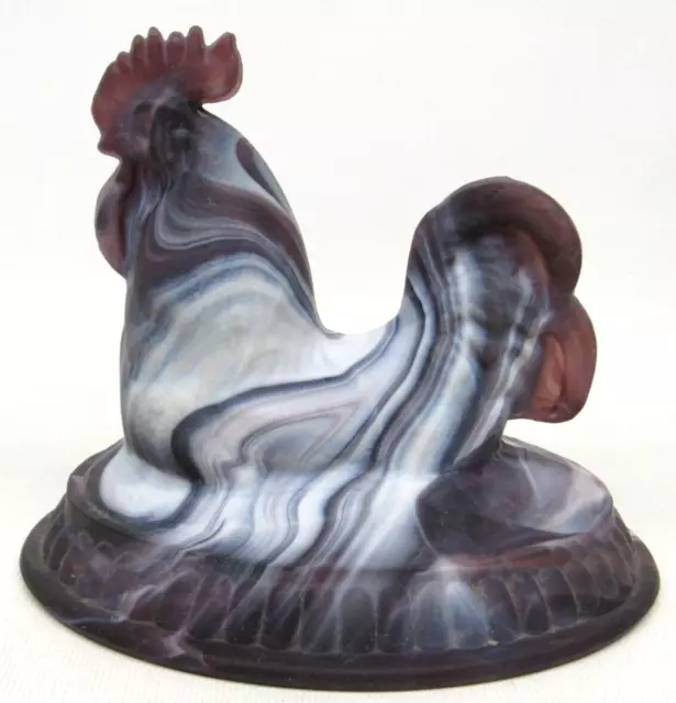 Imperial Satin Purple Slag Glass Rooster Covered Dish Hen on Nest LID ONLY