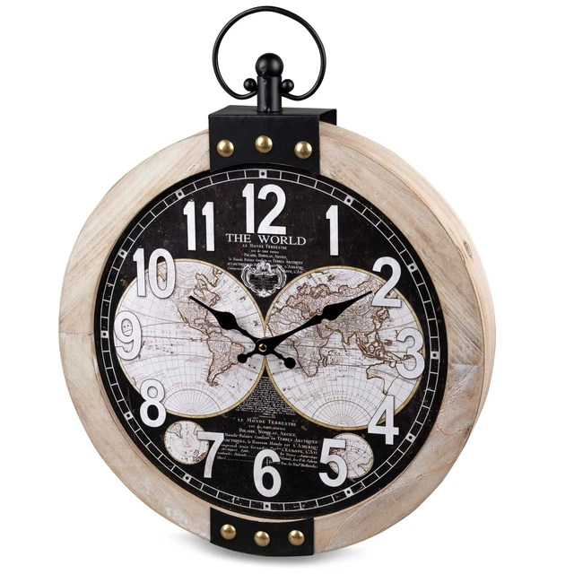OROLOGIO DA PARETE mappa del mondo orologi per bambini grandi oversize da appendere decorazione