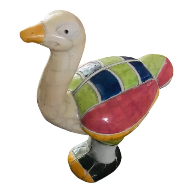 Vintage South African Raku Pottery Ostrich Bird figurine Ceramic Gift