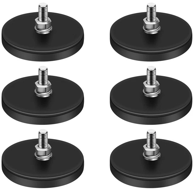 2 Aimants Puissants Caoutchoutés - Base Magnétique 19LBS Avec Filetage 1/4-20 - Pour Bricolage Et Fixation