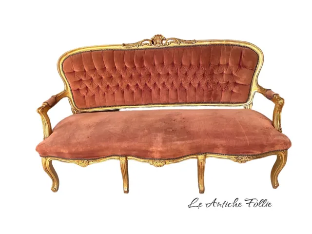 Antique Sofa For Living Room Golden Carved Style Louis XV French