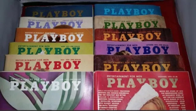 VTG Playboy Magazine Lot of 12 Full 1970 Year Issue w Centerfold Newsstand