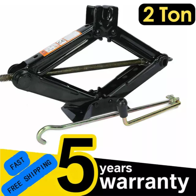 2Ton Tonne Scissor Jack Lift Wind Up For Car Van Garage w/Crank Speed Handle