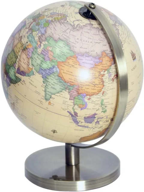 Educational World Globe Large Map Rotating Antique brass Height 27cm 2