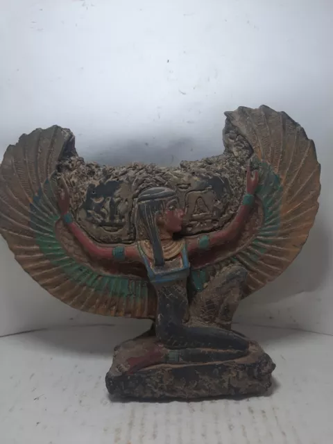 RARE ANCIENT EGYPTIAN ANTIQUE Goddess Isis Winged Pharaonic Statue Stone