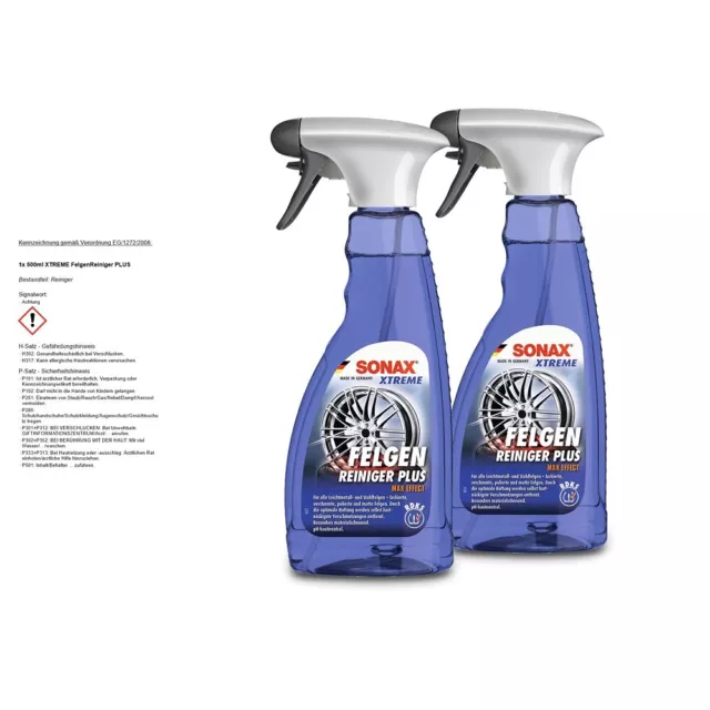 2x 500ml SONAX XTREME FELGENREINIGER PLUS SPEZIALREINIGER FELGE FELGEN REINIGER