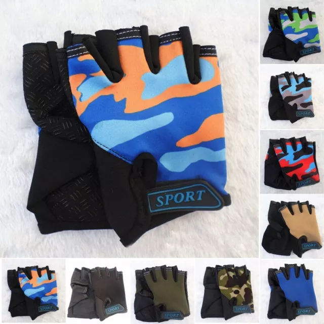 Kids Junior Bike/Bicycle Cycling Half Finger Gloves Boys Girls Child Fingerless