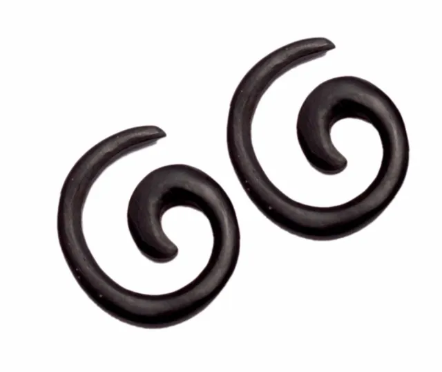 A Pair of Black Nepali Natural Wood USA Organic Ebony Wooden Earrings EAR914