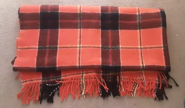 Red Check Pure New Wool Oncaparinga 138 Cm X 144 Cm Throw Picnic Blacket Fringe