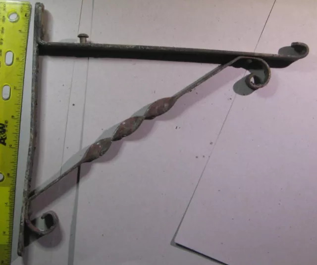 1 VINTAGE ORNATE METAL SHELF BRACKET Hardware - measures 9-1/2" x 8-1/2" x 1/8"
