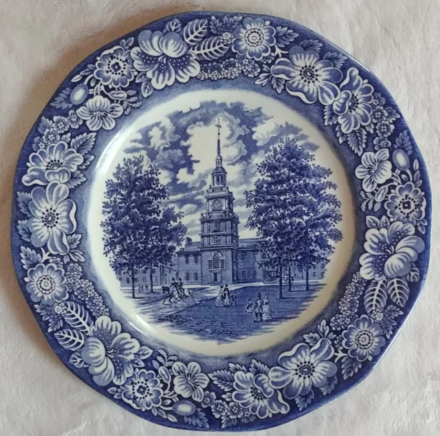 Liberty Blue Independence Hall Dinner Plate Ironstone Staffordshire England