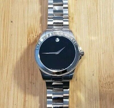 Movado Museum 0605746 Watch With 40mm Black Face & Silver Breclet