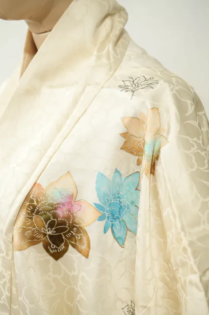 Dear Vanilla Japanese Silk Kimono Women's Robe Gown Authentic Japan Vintage Mint 4
