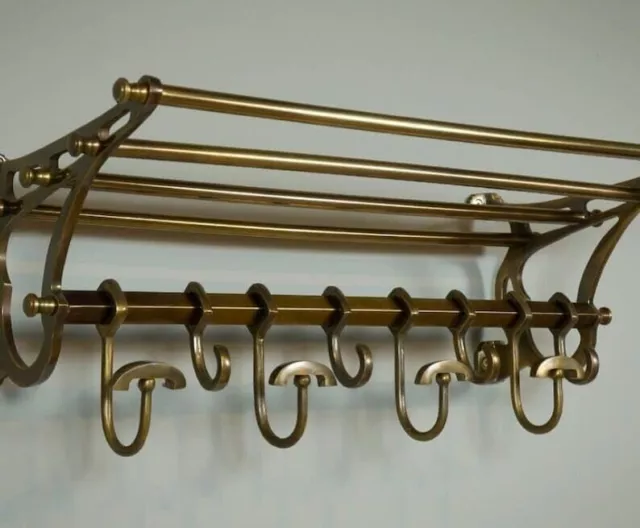 FRENCH STYLE ANTIQU COATRACK TRAIN Wall Mounted LUGGAGE RACK vintage luxury Hook