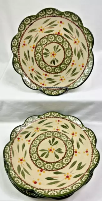 Temptations Old World Green Scalloped Salad Plates~~Set of 4