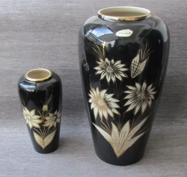 2x Vintage Scheurich Keramik Bodenvase 50er 60er Jahre  Blumendekor